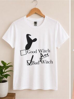 White 'Bad Witch' Graphic Tee